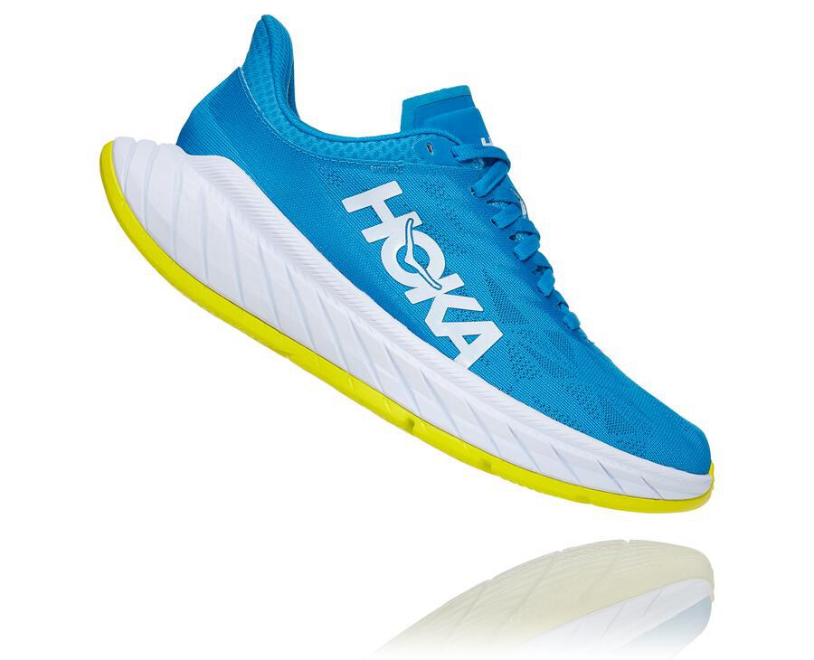 Running Shoes Womens - Hoka One One Carbon X 2 - Blue/White - UPTDFAW-38